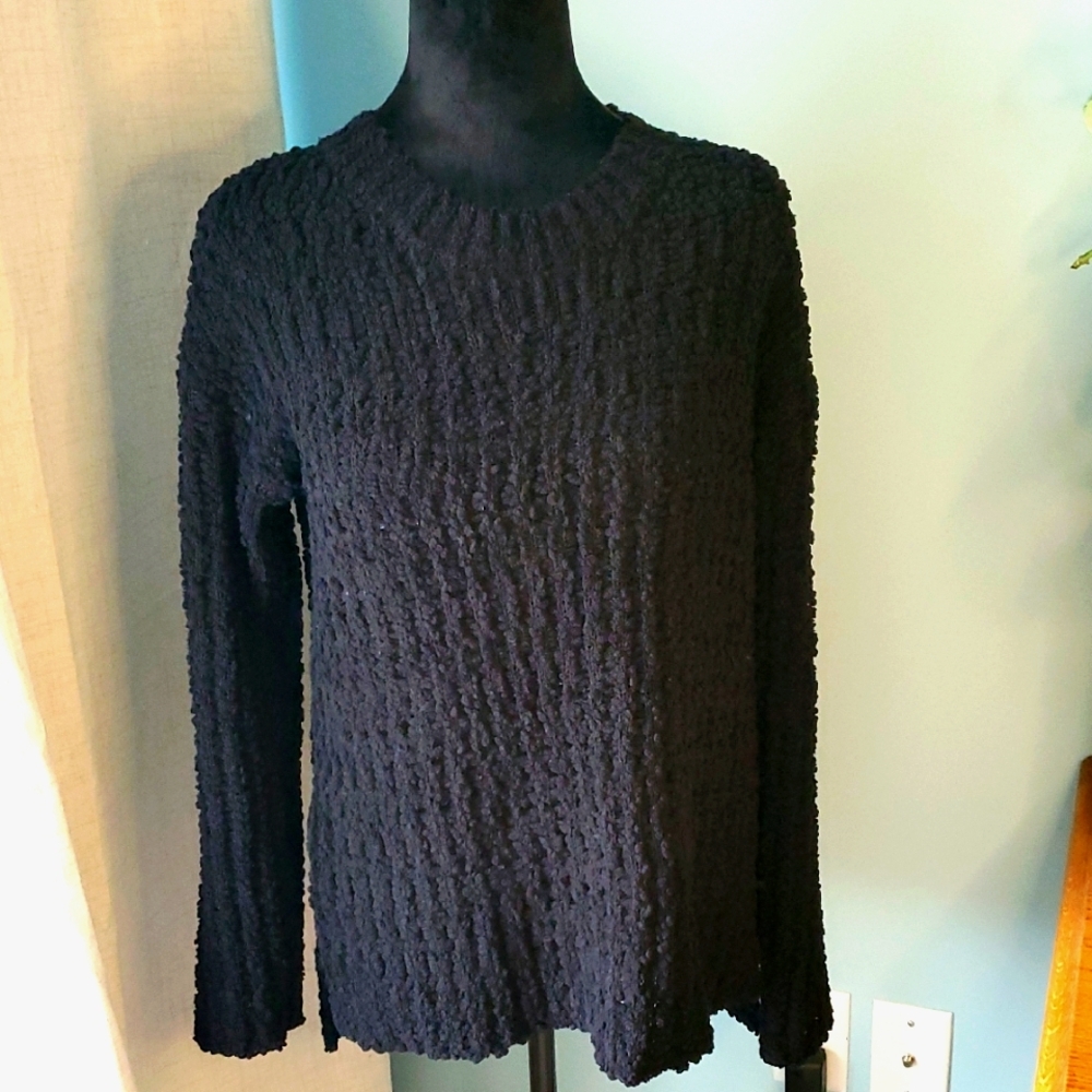 Bobeau Popcorn Knit Sweater Black S